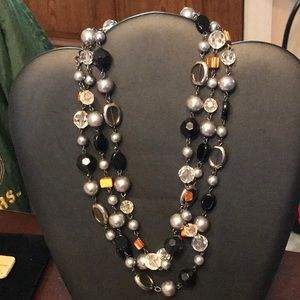 Mixed color/beads necklace. Adjustable 57-61”L